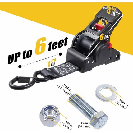 Ayaport Retractable Ratchet Straps 2 Inch X 6Ft Boat Transom Tie down Straps to