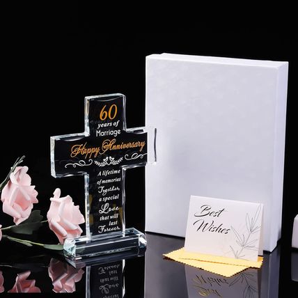 YWHL 60Th Anniversary Cross Gifts for Couple Parents, 60 Years Wedding Anniversa
