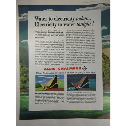 Vintage Print Ad 1956 Allis-Chalmers 2-Page Color Spread Generator Electricity