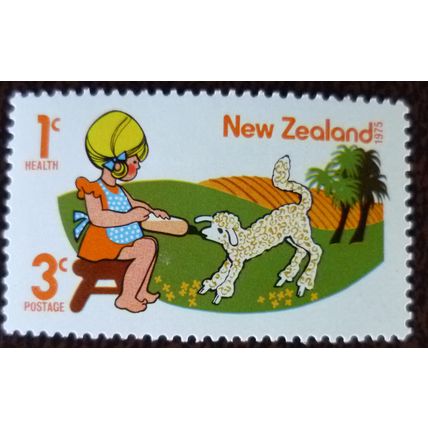New Zealand 1975 Health Stamps 3c Girl Feeding Lamb mint stamp SG1079