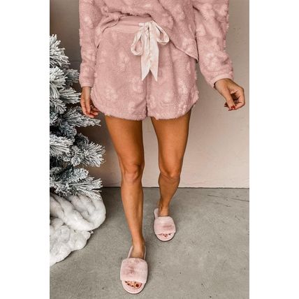Light Pink Textured Leopard Fleece Loose Two Piece Lounge Set