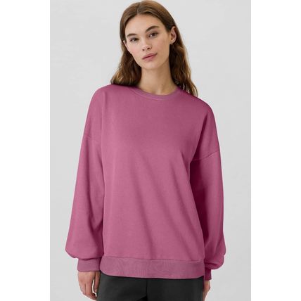 Valerian Solid Fleece Lined Drop Shoulder High Low Sweatshirt