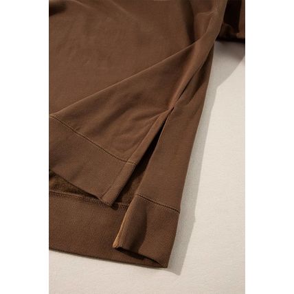 Coffee Solid Color High Low Pullover and Skinny Pants Set