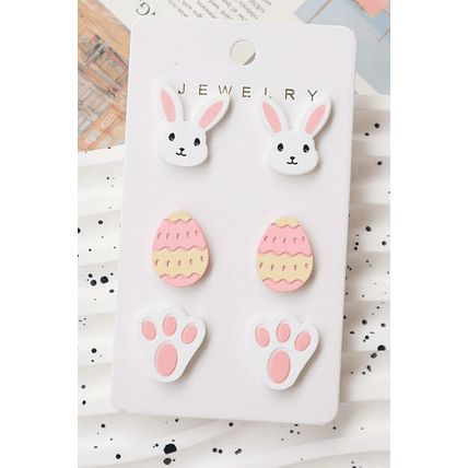 Pink Happy Easter Day Cute Earrings