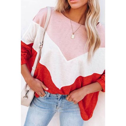 Orange Oversized Chevron Knit Top