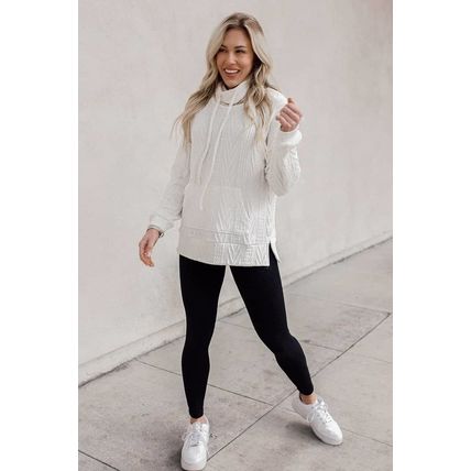 Cowl Neck Textured Sweatshirt