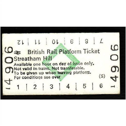 Railway Platform Ticket STREATHAM HILL BRB(S) Green Diamond Edmondson