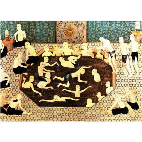 Colour Postcard - Bathers in the Hot Springs 17thC Turkish