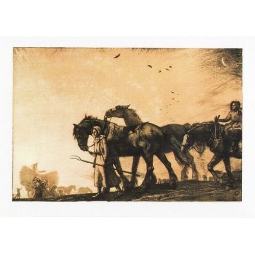 Railway Poster Art Postcard London Underground Harvest J Walter West 1916 Horse