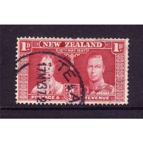 NEW ZEALAND 1937 CORONATION SG 599 1d CARMINE FINE USED