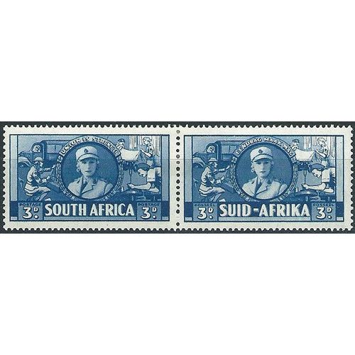 South Africa 1941 SG91 3d Blue WAR EFFORT PAIR Mounted Mint .. .
