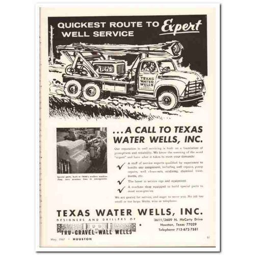 texas water wells inc 1967 quick route expert gravel-wall vintage ad