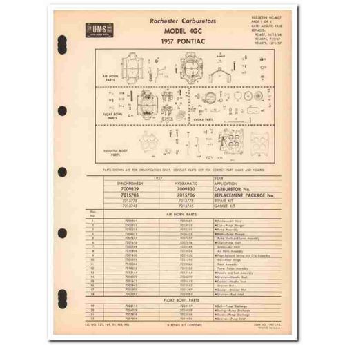 rochester carburetors 1957 pontiac 4gc service vintage manual
