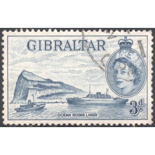 Gibraltar 1953 - SG150 - 3d blue - Ocean Going Liner - used
