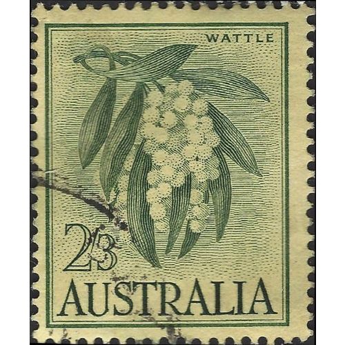 AUSTRALIA, FLOWER, Black Wattle, green on yellow 1959, 2/3, #2