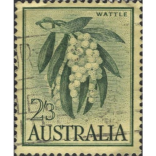 AUSTRALIA, FLOWER, Black Wattle, green on yellow 1959, 2/3, #5