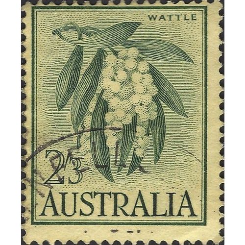 AUSTRALIA, FLOWER, Black Wattle, green on yellow 1959, 2/3, #4