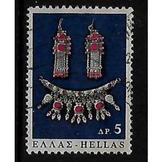 GREECE 1966 GREEK FOLK ART 5d EARRINGS AND NECKLACE SG1033 FINE USED