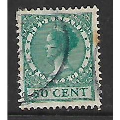 NETHERLANDS , 1924 QUEEN WILHELMIA 50c GREEN SG 330A FINE USED