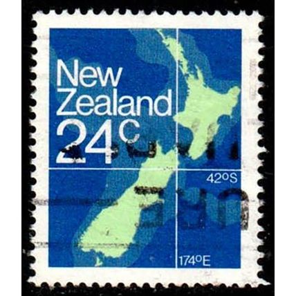 New Zealand 1982 Map 24c Used Stamp.