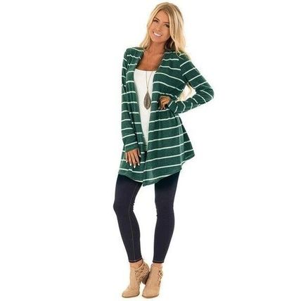 Women's Casual Long Sleeve Striped Knit Cardigan