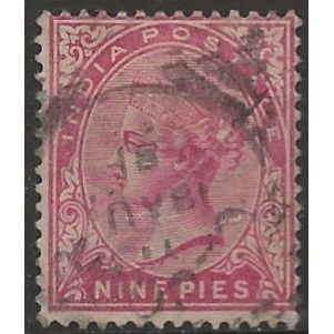 India 1882 SG86 9 Pies Rose Wmk Star Good/FIne Used ..