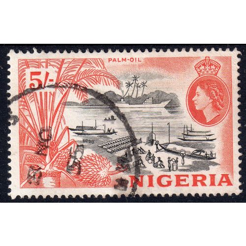 1953 Nigeria Sg78 5s Black & Red - Orange fine used (G118)