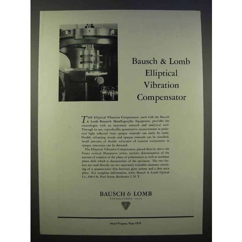 1946 Bausch & Lomb Elliptical Vibration Compensator Ad