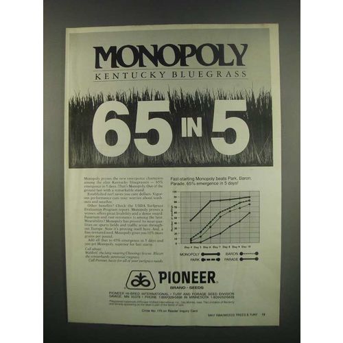 1984 Pioneer Monopoly Kentucky Bluegrass Ad - 65 in 5