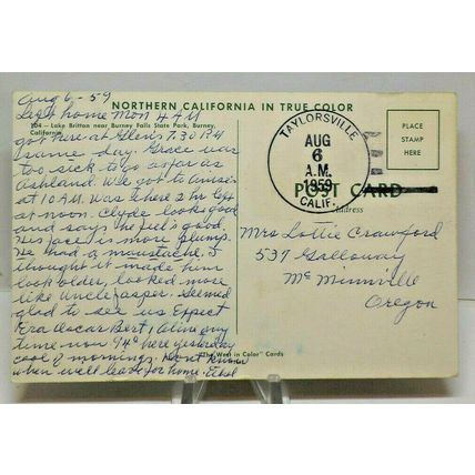 Lake Britton Near Burney Falls State Park Northern California 1959 Postcard A2