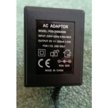 ITE AC ADAPTOR model POD-35060300 6V 300ma Connector 4mm OD 1.7mm ID NEW BOXED