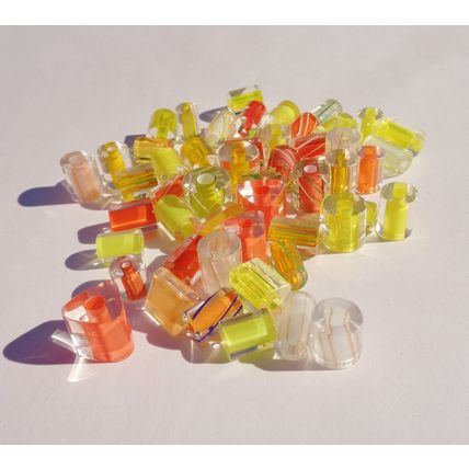 50 Givre Glass Bead Mix Yellow Orange Various Shapes Sizes Craft bd106
