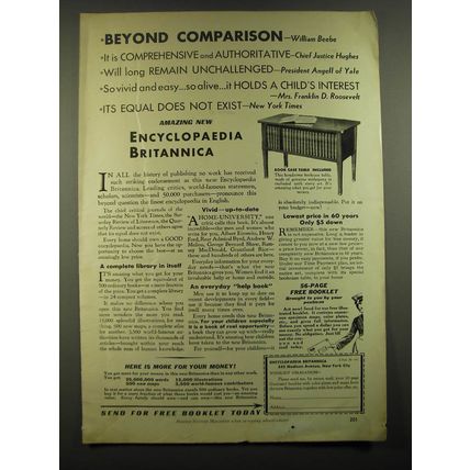 1930 Encyclopaedia Britannica Ad - Beyond Comparison