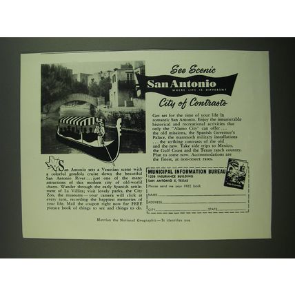 1957 San Antonio Tourism Ad - See Scenic San Antonio