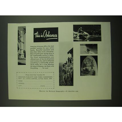 1957 Arkansas Tourism Ad - This is Arkansas