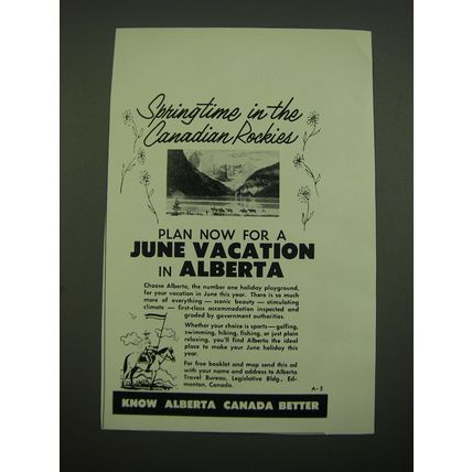 1957 Alberta Canada Tourism Ad - Springtime in the Canadian Rockies
