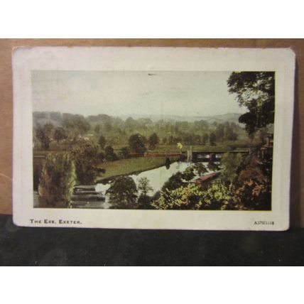 RIVER EXE, EXETER, DEVON used antique postcard 1917 postmark =