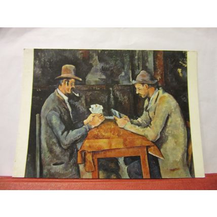 THE CARD PLAYERS painting by PAUL CEZANNE unused vintage postcard /