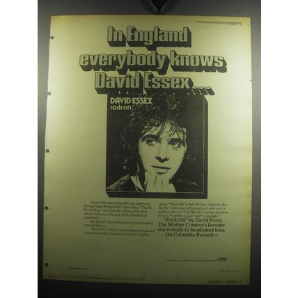1974 David Essex Rock On Album Ad - In England Everybody Knows David Essex