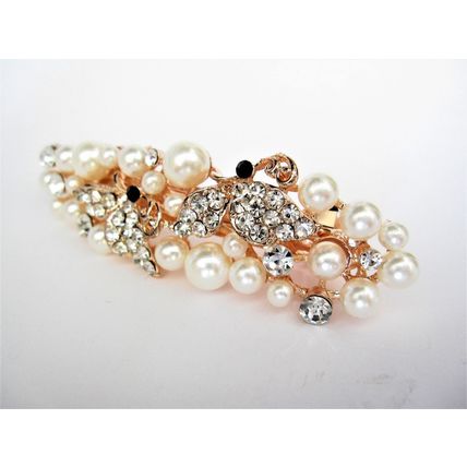 Pearl and crystal gold hair barrette clip bridal clip bridal barrette