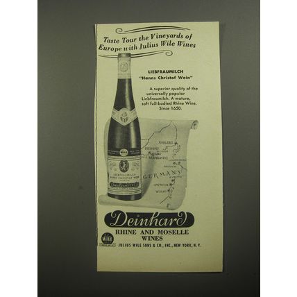 1956 Deinhard Liebfraumilch Wine Ad - Taste tour the vineyards of Europe