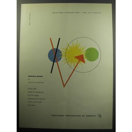 1957 Container Corporation of America Ad - art by Lester Beall - Horace Mann