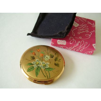 Kigu Christmas Rose New Unused Powder Compact Vintage Loose & Cream Convertible