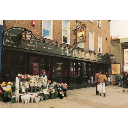 Flower Market Sellers at The Ploughman Pub Harrow London Postcard