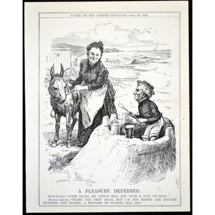 A PLEASURE DEFERRED 1913 Leonard Raven-Hill PUNCH CARTOON PAGE