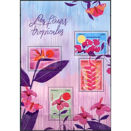 France. 2024. Tropical Flowers (MNH **) Souvenir Sheet