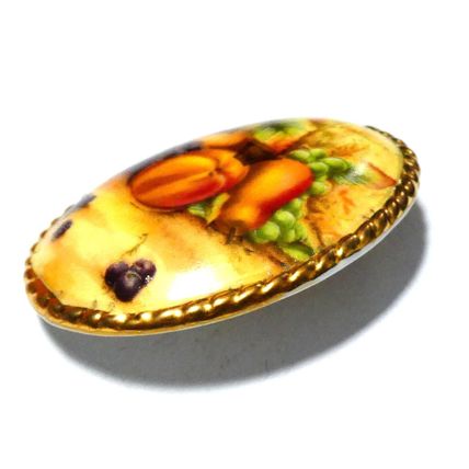 Vintage 1950-s Genuine Gold Edged Fine Bone China Fruit BROOCH in Original Box.