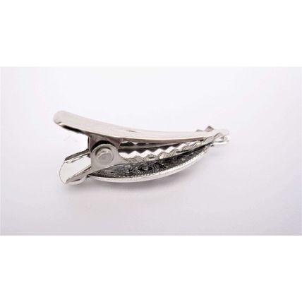 2 small silver scroll and flower metal alligator hair clip for fine thin hair