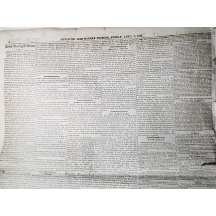NEW YORK TRIBUNE, April 8, 1864 - Civil War; Irish on Slavery; Metropolitan Fair