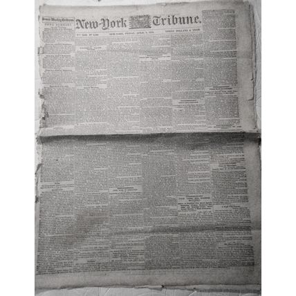 NEW YORK TRIBUNE, April 8, 1864 - Civil War; Irish on Slavery; Metropolitan Fair